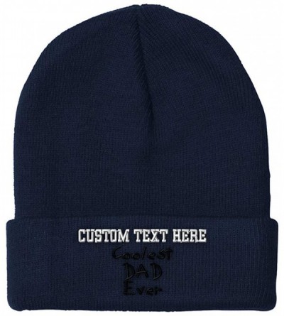 Skullies & Beanies Custom Beanie for Men & Women Coolest Dad Ever Black Embroidery Skull Cap Hat - Navy - CW18ZWOZ0TR $16.27