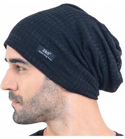 Skullies & Beanies Men Slouch Hollow Beanie Thin Summer Cap Skullcap B018h - Black - CQ121EHGVB1 $10.78