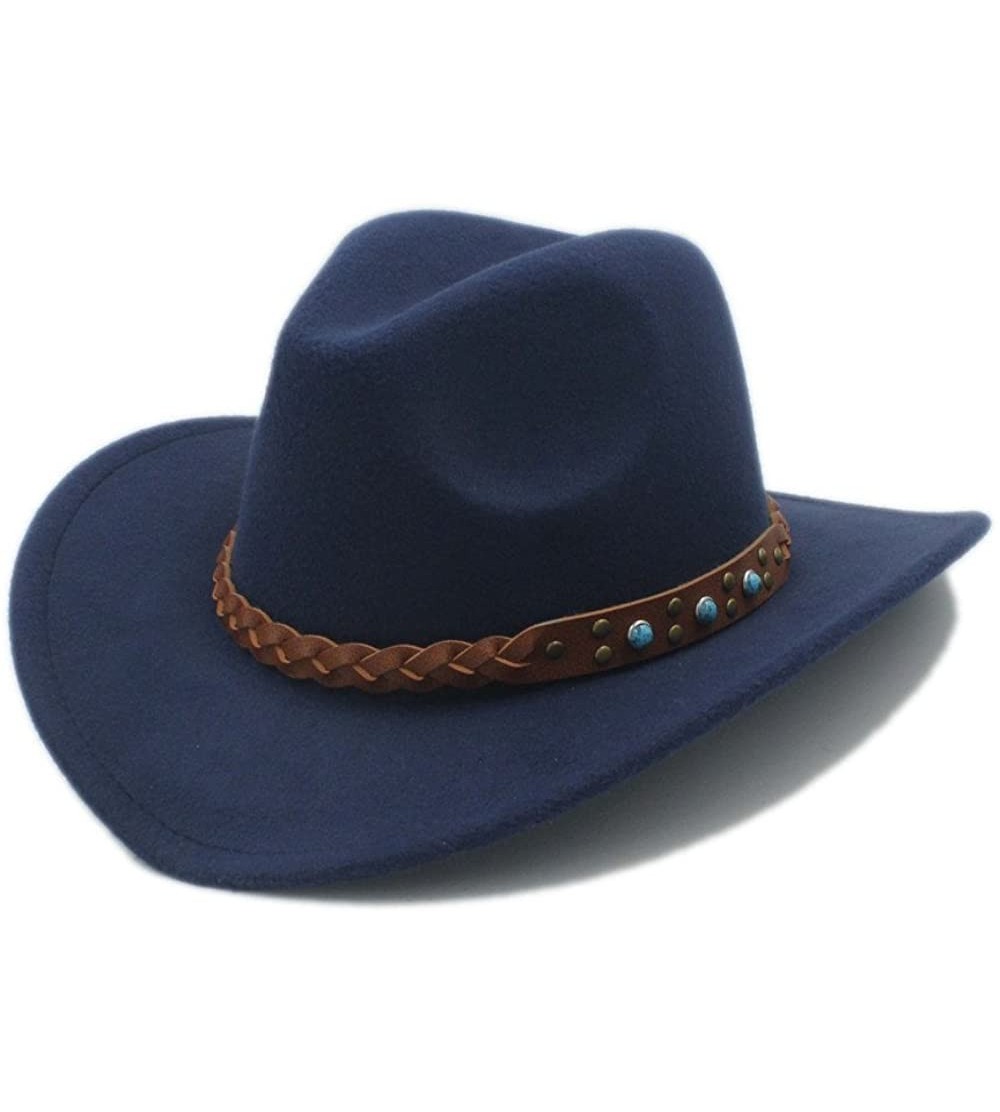 Cowboy Hats Winter Spring Western Cowboy Hat for Womem Men Wide Brim Cowgirl Jazz Cap with The Belt - 2 - CM184XCIDGC $26.66