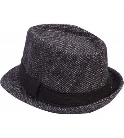 Fedoras Men's Women's Manhattan Structured Gangster Trilby Wool Fedora Hat Classic Timeless Light Weight - 0174 Black - CY18Z...