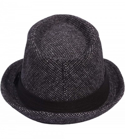 Fedoras Men's Women's Manhattan Structured Gangster Trilby Wool Fedora Hat Classic Timeless Light Weight - 0174 Black - CY18Z...