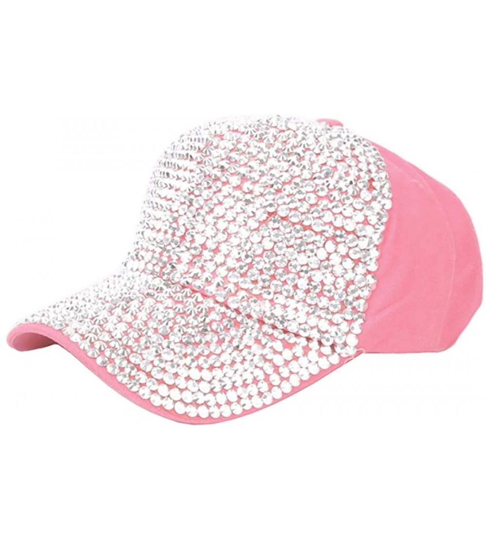 Baseball Caps Women Men Adjustable Rhinestone Studded Bling Tennis Baseball Cap Sun Cap Hat - D - CU184UZ4DHX $14.54