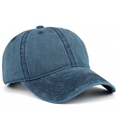 Baseball Caps Low Profile Washed Brushed Twill Cotton Adjustable Baseball Cap Dad Hat - Navy Blue - C5186A5YYUK $19.70