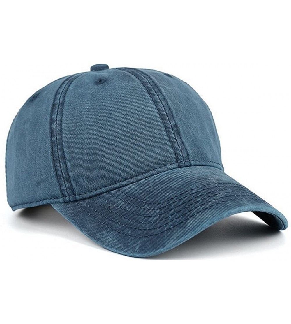 Baseball Caps Low Profile Washed Brushed Twill Cotton Adjustable Baseball Cap Dad Hat - Navy Blue - C5186A5YYUK $12.87