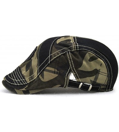 Newsboy Caps Men's Camo Flat Cap Duckbill Hat Newsboy Ivy Irish Cabbie Scally Cap - Black - CK18C9EY8NX $17.02