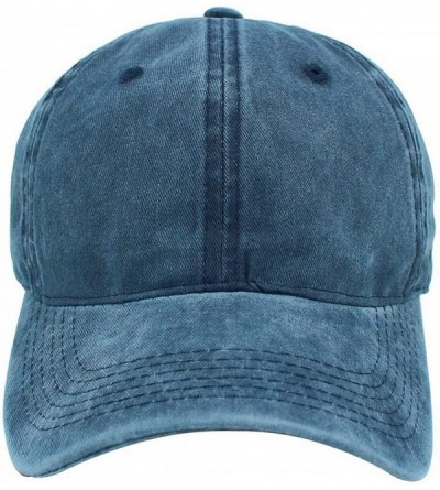 Baseball Caps Low Profile Washed Brushed Twill Cotton Adjustable Baseball Cap Dad Hat - Navy Blue - C5186A5YYUK $12.87