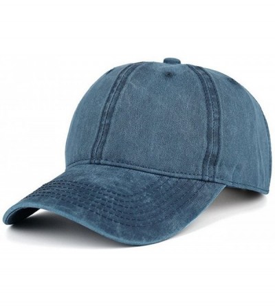 Baseball Caps Low Profile Washed Brushed Twill Cotton Adjustable Baseball Cap Dad Hat - Navy Blue - C5186A5YYUK $12.87