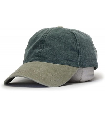 Baseball Caps Ponytail Open Back Washed Cotton Adjustable Baseball Cap - Khaki/Dark Green - CX180Z35X0T $19.02