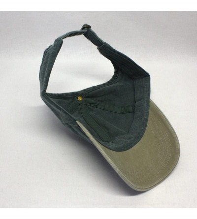 Baseball Caps Ponytail Open Back Washed Cotton Adjustable Baseball Cap - Khaki/Dark Green - CX180Z35X0T $9.90