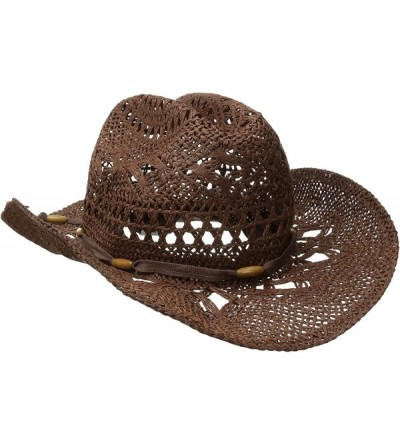 Cowboy Hats Stylish Toyo Straw Beach Cowboy Hat W/Shapeable Brim- Bohemian Modern Cowgirl - Brown - C411UF4AS13 $33.06