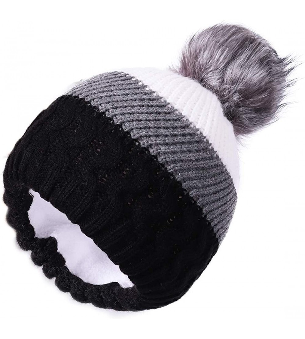 Skullies & Beanies Womens Winter Beanie Hat Warm Knit Skull Hat Scarf Set for Girl Slouchy Thick Fleece Lined Ski Hat with Po...