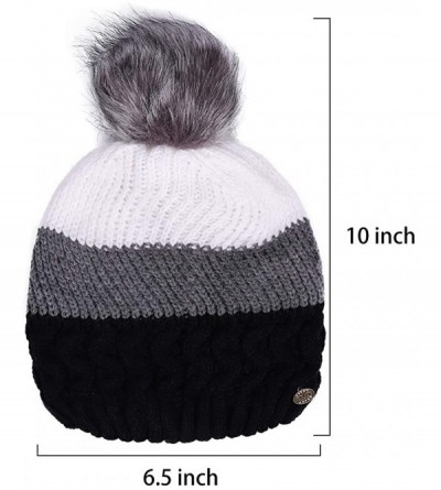 Skullies & Beanies Womens Winter Beanie Hat Warm Knit Skull Hat Scarf Set for Girl Slouchy Thick Fleece Lined Ski Hat with Po...