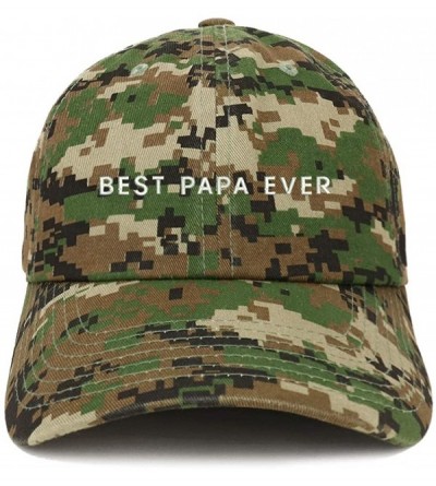Baseball Caps Best Papa Ever One Line Embroidered Soft Crown 100% Brushed Cotton Cap - Digital Green Camo - C818SSG9C0L $33.51