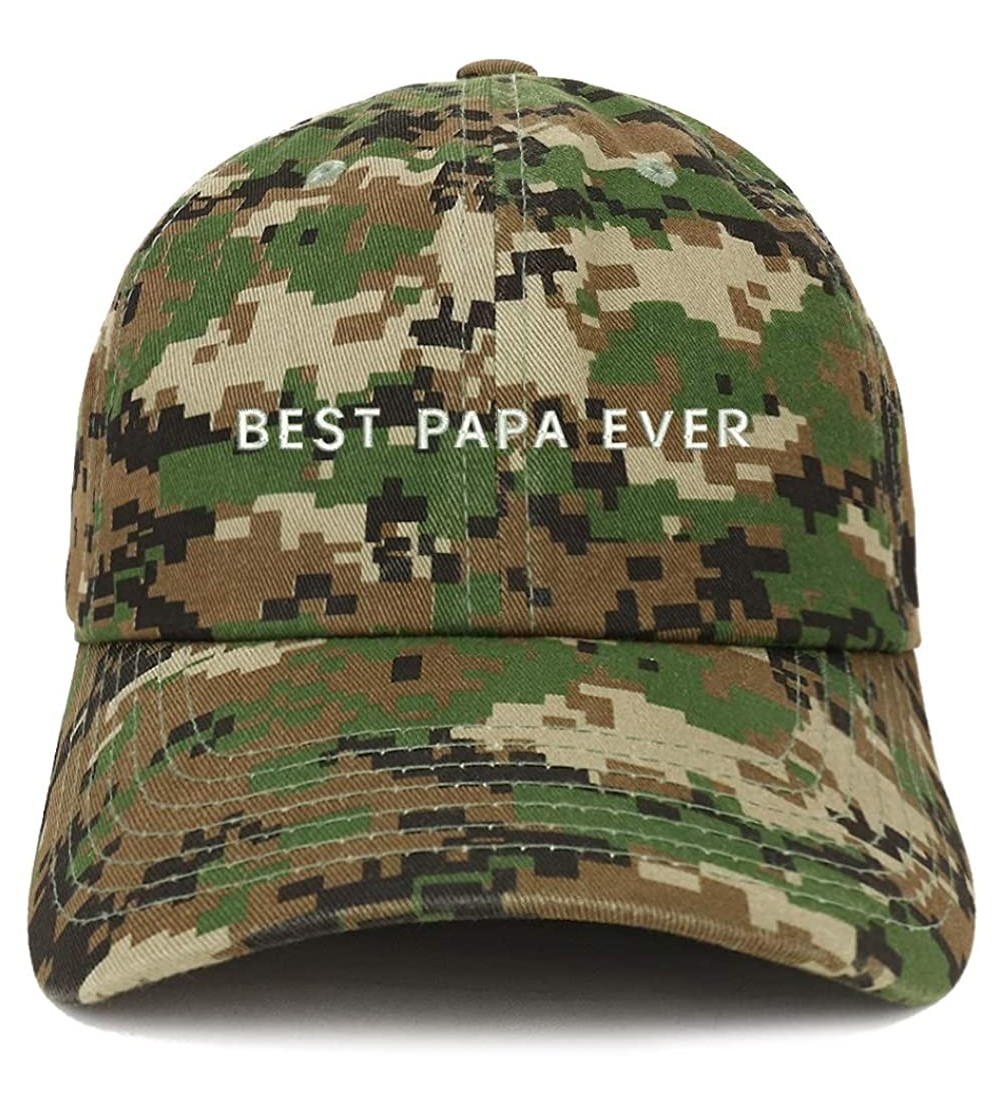 Baseball Caps Best Papa Ever One Line Embroidered Soft Crown 100% Brushed Cotton Cap - Digital Green Camo - C818SSG9C0L $20.55