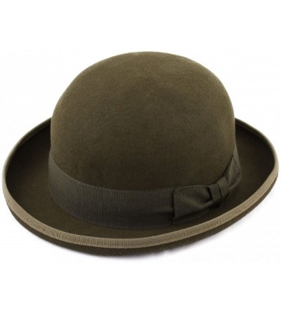 Fedoras Classic Melon Wool Felt Bowler Hat - Olive - CP18X3YGT3L $37.32