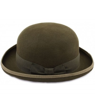 Fedoras Classic Melon Wool Felt Bowler Hat - Olive - CP18X3YGT3L $37.32