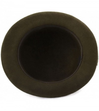 Fedoras Classic Melon Wool Felt Bowler Hat - Olive - CP18X3YGT3L $37.32