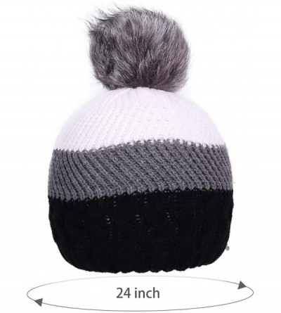 Skullies & Beanies Womens Winter Beanie Hat Warm Knit Skull Hat Scarf Set for Girl Slouchy Thick Fleece Lined Ski Hat with Po...