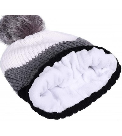 Skullies & Beanies Womens Winter Beanie Hat Warm Knit Skull Hat Scarf Set for Girl Slouchy Thick Fleece Lined Ski Hat with Po...