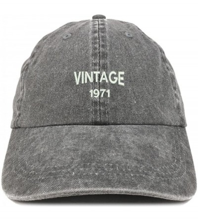 Baseball Caps Small Vintage 1971 Embroidered 49th Birthday Washed Pigment Dyed Cap - Black - CI18C6QM9WX $18.13