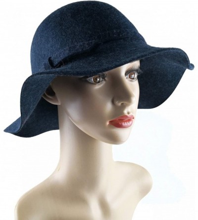 Bucket Hats Cloche Hats for Women 100% Wool Fedora Bucket Bowler Hat 1920s Vintage Kentucky Derby Church Party Hats - C9194HX...