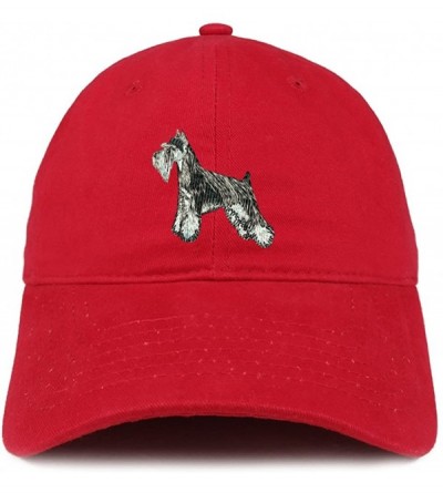 Baseball Caps Miniature Schnauzer Dog Embroidered Soft Cotton Dad Hat - Red - CF18G4HDNDH $20.33