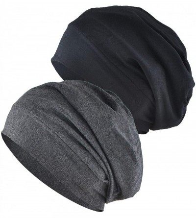 Skullies & Beanies Womens Sleeping 2 Pack Bonnet Slouchy - Black & Gray - C818Q35IICQ $26.36