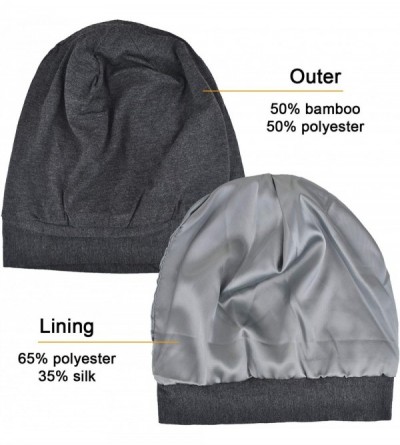 Skullies & Beanies Womens Sleeping 2 Pack Bonnet Slouchy - Black & Gray - C818Q35IICQ $14.76