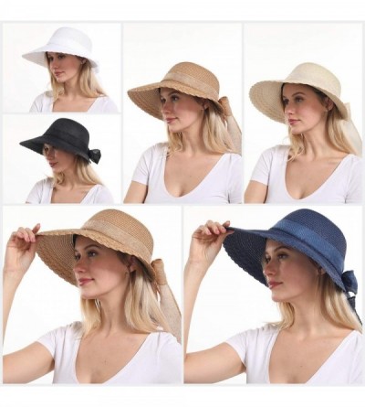 Sun Hats Elegant Wide Brim Floppy Sun Hat- Beach Hat for Women- White- One Size - CN194OHIZ3X $10.91