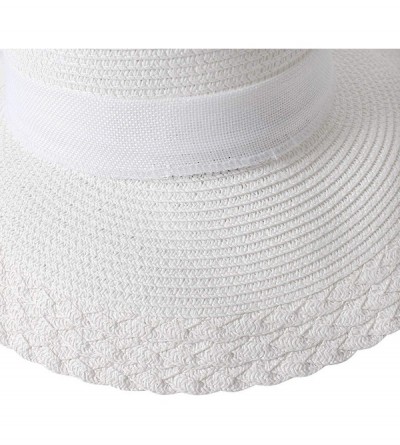 Sun Hats Elegant Wide Brim Floppy Sun Hat- Beach Hat for Women- White- One Size - CN194OHIZ3X $10.91
