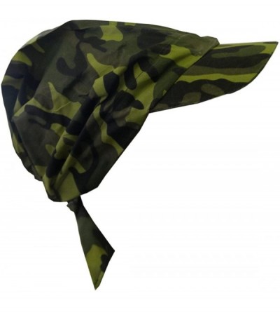 Visors Camouflage Bandana Cap Visor Tie Unisex Army Hat - Green - C311MJ8IOYR $18.07