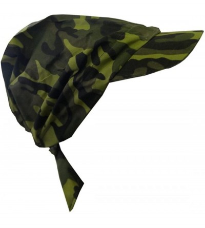 Visors Camouflage Bandana Cap Visor Tie Unisex Army Hat - Green - C311MJ8IOYR $11.08