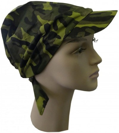 Visors Camouflage Bandana Cap Visor Tie Unisex Army Hat - Green - C311MJ8IOYR $11.08