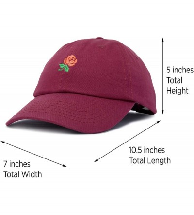 Baseball Caps Women's Rose Baseball Cap Flower Hat - Maroon - CZ18OSIS5MD $11.07
