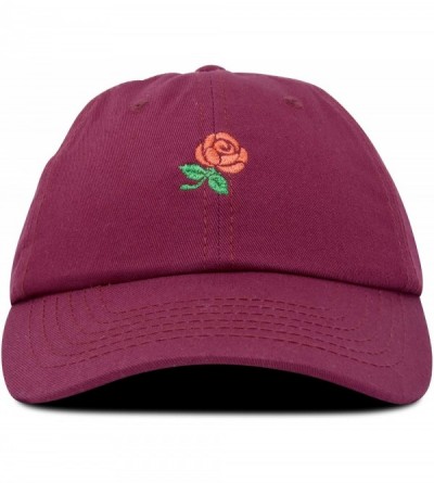 Baseball Caps Women's Rose Baseball Cap Flower Hat - Maroon - CZ18OSIS5MD $11.07