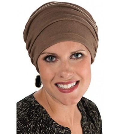 Skullies & Beanies Cancer Turbans for Chemo Hair Loss - Gathered Sophia Turban - Aqua - CK11VO1C4BJ $13.34