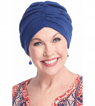 Skullies & Beanies Cancer Turbans for Chemo Hair Loss - Gathered Sophia Turban - Aqua - CK11VO1C4BJ $13.34