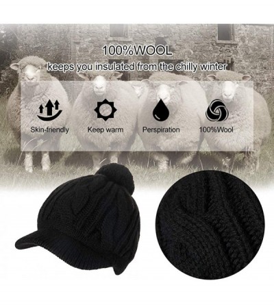 Skullies & Beanies Women's 100% Wool Knit Visor Beanie Newsboy Cap - 00778brown - CD18ZKN99X7 $16.22