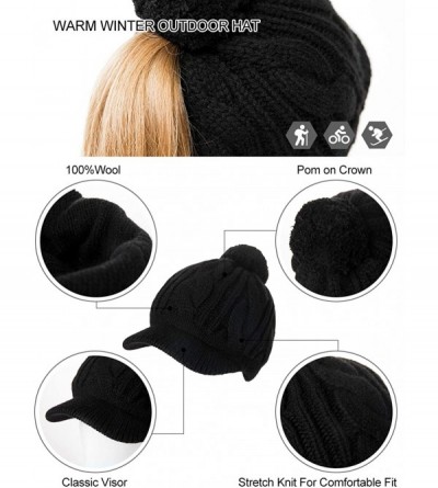 Skullies & Beanies Women's 100% Wool Knit Visor Beanie Newsboy Cap - 00778brown - CD18ZKN99X7 $16.22