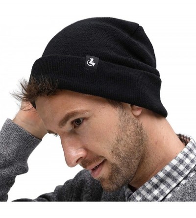 Skullies & Beanies Fleece Lined Beanie Hat Mens Winter Solid Color Warm Knit Ski Skull Cap - Black (Model-u02) - C518HT3CDTL ...