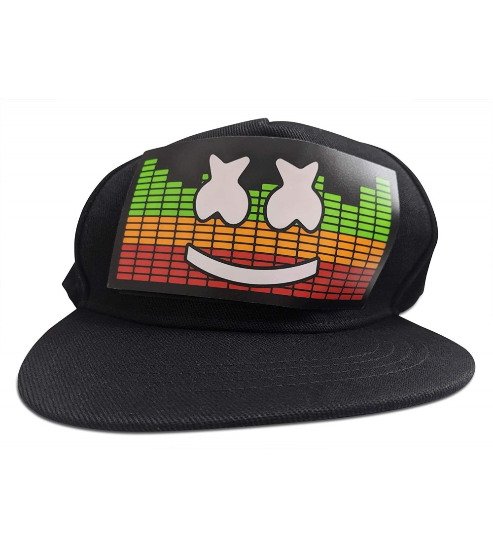 Baseball Caps Flashing LED Hats - Sound Activated Baseball Cap with Lights - Smiley - CY18A9HU673 $44.03