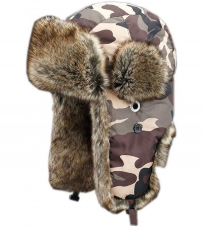 Bomber Hats Knitted Russian Women Winter Aviator Trapper Hat with Faux Fur Lining Hat - Color M - C818XKTELCA $25.20