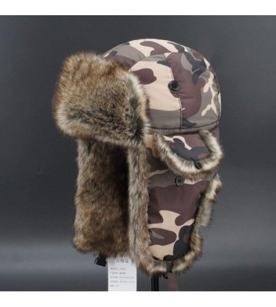 Bomber Hats Knitted Russian Women Winter Aviator Trapper Hat with Faux Fur Lining Hat - Color M - C818XKTELCA $25.20