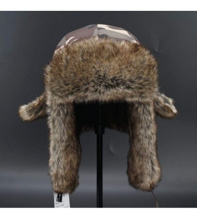 Bomber Hats Knitted Russian Women Winter Aviator Trapper Hat with Faux Fur Lining Hat - Color M - C818XKTELCA $25.20