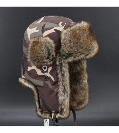 Bomber Hats Knitted Russian Women Winter Aviator Trapper Hat with Faux Fur Lining Hat - Color M - C818XKTELCA $25.20