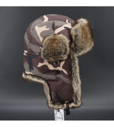 Bomber Hats Knitted Russian Women Winter Aviator Trapper Hat with Faux Fur Lining Hat - Color M - C818XKTELCA $25.20