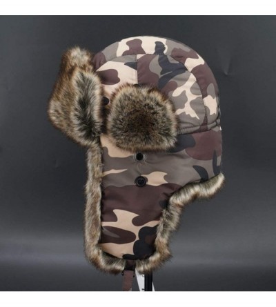 Bomber Hats Knitted Russian Women Winter Aviator Trapper Hat with Faux Fur Lining Hat - Color M - C818XKTELCA $25.20