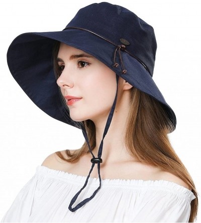 Bucket Hats Womens Packable Ponytail SPF 50 Sun Hat Summer Gardening Hiking Fishing 55-61cm - Navy_99024 - CS18CWDQAD9 $23.02