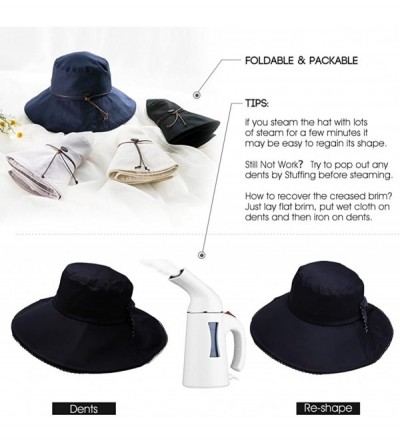 Bucket Hats Womens Packable Ponytail SPF 50 Sun Hat Summer Gardening Hiking Fishing 55-61cm - Navy_99024 - CS18CWDQAD9 $23.02