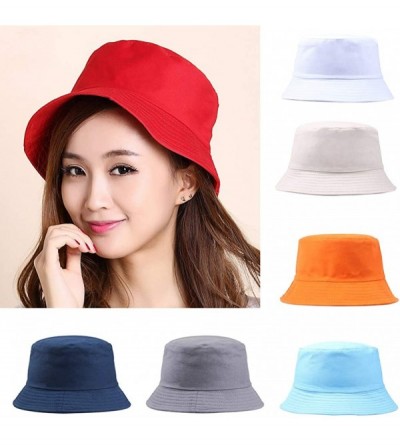 Bucket Hats Solid Color Fisherman Hat-Folding Sun Hat Outdoor Beach Travel Men Women Bucket Cap - White - CE194ODGRWA $10.19